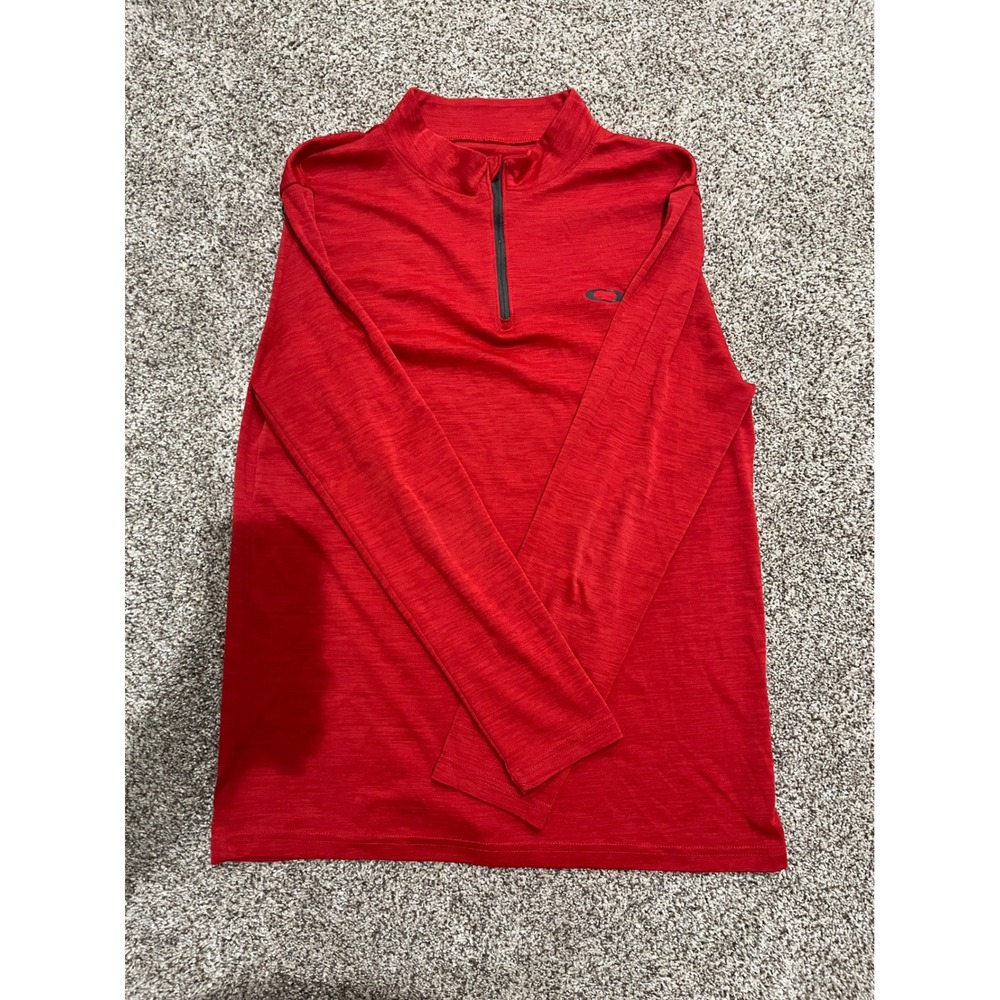 Oakley Hydrolix Mens Medium Red Quarter Zip Pullover Long Sleeve Training Shirt